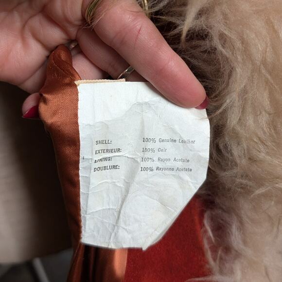 Vintage Red Suede Jacket Leather Penny Lane Coat Fur Trim 70s Trench Coat Medium - Picture 9 of 10